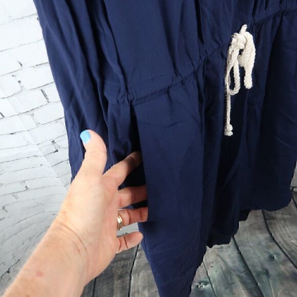 J. CREW BLUE LONG SLEEVE 1/2 BUTTON DOWN TIE WAIST MIDI DRESS SIZE MEDIUM - Picture 6 of 10